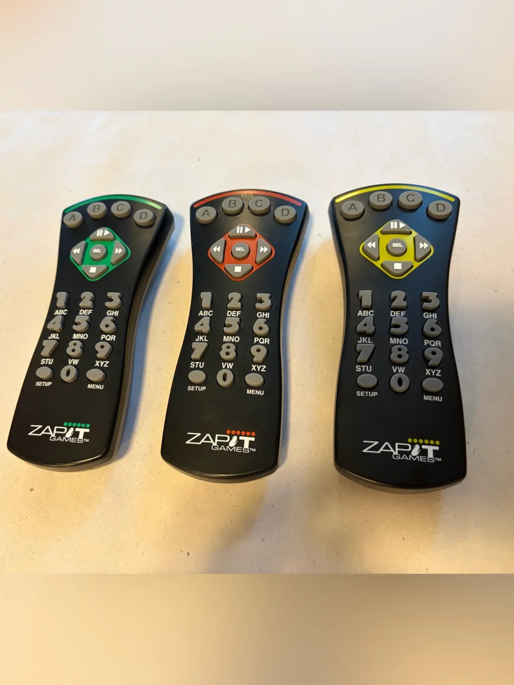 Bundle of 3 Zapit Game Wave Controllers - Red, Green, Yellow Remotes